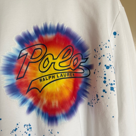 POLO Ralph Lauren Men’s Tie Dye Graphic Paint Splatter Crew Neck Sweatshirt M - Picture 4 of 6